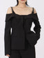 Ruffled Cold Shoulder Long Sleeve Outerwear