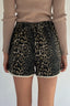 Lace Trim Leopard Denim Shorts