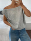 Ribbed Hem Boat Neck Sweater