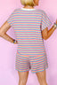 Striped Round Neck Top and Shorts Set