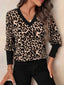 Leopard Print V-Neck Long Sleeve T-Shirt