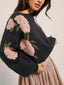 Floral Boat Neck Long Sleeve Sweater