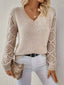 Openwork V-Neck Long Sleeve Sweater