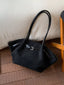Solid Color Buckle Tote Bag