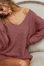 BiBi Loose Fit Deep U Neck Sweater Top