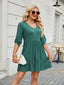 Tiered Ruched V-Neck Mini Dress