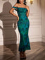 Off-Shoulder Ruched Floral Mermaid Dress