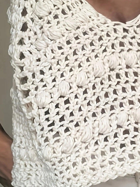 Crochet Knit V-Neck Sweater Vest