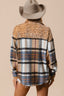 BiBi Curved Hem Sequin Plaid Button Up Shacket