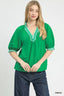 Umgee French Terry Collared Top