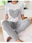 Heart Ribbed Knit Top and Pants Lounge Set
