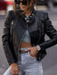 Quilted Sleeve Leather Moto Jacket