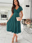 Surplice Short Sleeve Midi Dress