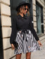 Striped Tie Front Long Sleeve Mini Dress