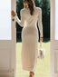 Ribbed Knit Button Detail Sweater Dress