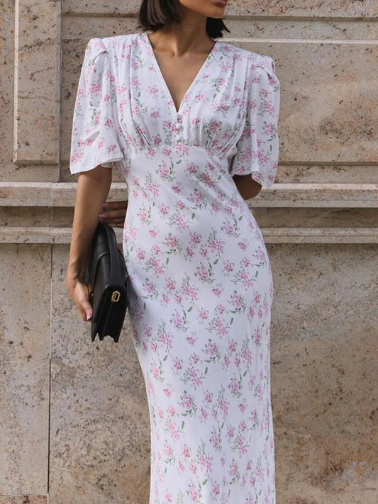Floral Print Short Sleeve Dress