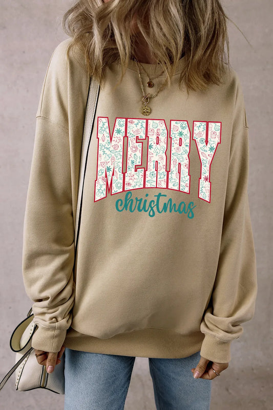 MERRY CHRISTMAS Round Neck Long Sleeve Sweatshirt