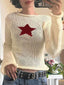 Devine Star Boat Neck Long Sleeve Knit Top