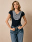 Gingham Collar Slim Fit Blouse