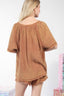 VERY J Washed Cotton Crinkle Gauze Top and Shorts Set