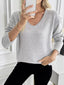Casual V-Neck Drop Shoulder Sweater
