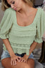 BiBi Square Neckline with Puff Sleeve Crochet Top