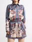 Printed Button Front Long Sleeve Shirt and Shorts Set