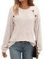 Ribbed Knit Decor Button Long Sleeve T-Shirt