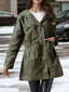 Plus Size Hooded Drawstring Waist Trench Coat