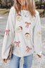 Full Size Corded Rib Sequin Santa Bow Patched Drop Shoulder Sweatshirt Plus Size