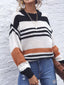 Striped Round Neck Knit Sweaer