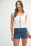 MABLE Poplin Ruffle Strap Front Self Tie Top