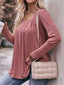 Pleated Square Neck Long Sleeve T-Shirt