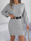 Cable-Knit Round Neck Sweater Dress