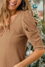 BiBi Verigated Rib Knit Puff Sleeves Shorts Top