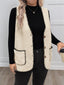 Plus Size Contrast Trim Button Up Vest Coat
