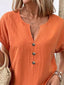 Notched Short Sleeve Blouse