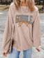Twisted Ribbed Texture Checkered GOBBLE Bow Baggy Sweatshirt
