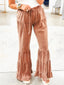 Drawstring Flare Ruffle Pants