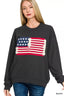 Zenana French Terry American Flag Pullover
