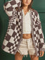 Checkerboard Pattern Sweater Cardigan