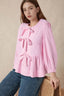 Tie Front Striped Peplum Blouse