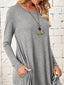 Casual Long Sleeve Pocket Midi Dress