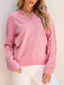 Textured Notched Long Sleeve Sweater