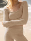 Scoop Neck Long Sleeve Top and Shorts Set