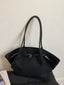 Solid Color Buckle Tote Bag