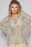 POL Side Slit Openwork Long Sleeve Knit Cover Up