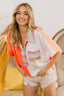 BiBi Color Block Knit with Multi Checker Contrast Top