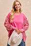 BiBi French Terry Stripe Combo Sweatshirt with Open Seam