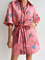 Embroidered Tie Waist Shirt Dress